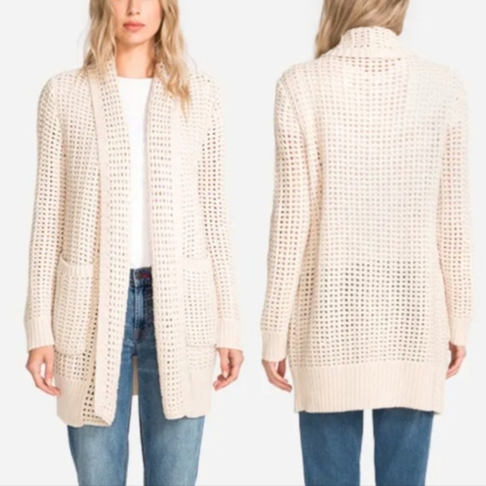 Johnny Was Cream Open-Knit Cardigan